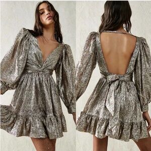 Sabina Musayev Roxana Metallic Mini Dress